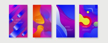 Metin için kopya alanı olan asgari moda tarzında soyut yaratıcı arka planların vektör kümesi - sosyal medya hikayeleri için tasarım şablonları. Sosyal medya pazarlaması, reklamları, posterleri için soyut arkaplan