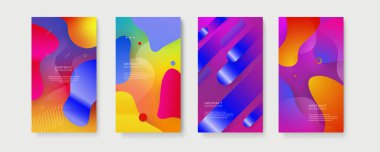 Metin için kopya alanı olan asgari moda tarzında soyut yaratıcı arka planların vektör kümesi - sosyal medya hikayeleri için tasarım şablonları. Sosyal medya pazarlaması, reklamları, posterleri için soyut arkaplan