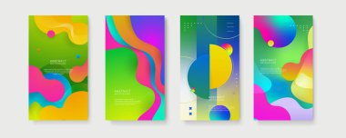 Metin için kopya alanı olan asgari moda tarzında soyut yaratıcı arka planların vektör kümesi - sosyal medya hikayeleri için tasarım şablonları. Sosyal medya pazarlaması, reklamları, posterleri için soyut arkaplan