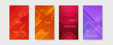 Metin için kopya alanı olan asgari moda tarzında soyut yaratıcı arka planların vektör kümesi - sosyal medya hikayeleri için tasarım şablonları. Sosyal medya pazarlaması, reklamları, posterleri için soyut arkaplan