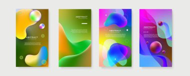 Metin için kopya alanı olan asgari moda tarzında soyut yaratıcı arka planların vektör kümesi - sosyal medya hikayeleri için tasarım şablonları. Sosyal medya pazarlaması, reklamları, posterleri için soyut arkaplan