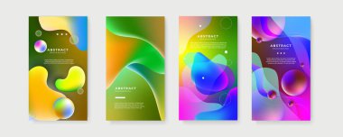 Metin için kopya alanı olan asgari moda tarzında soyut yaratıcı arka planların vektör kümesi - sosyal medya hikayeleri için tasarım şablonları. Sosyal medya pazarlaması, reklamları, posterleri için soyut arkaplan