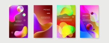 Metin için kopya alanı olan asgari moda tarzında soyut yaratıcı arka planların vektör kümesi - sosyal medya hikayeleri için tasarım şablonları. Sosyal medya pazarlaması, reklamları, posterleri için soyut arkaplan