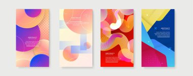 Metin için kopya alanı olan asgari moda tarzında soyut yaratıcı arka planların vektör kümesi - sosyal medya hikayeleri için tasarım şablonları. Sosyal medya pazarlaması, reklamları, posterleri için soyut arkaplan