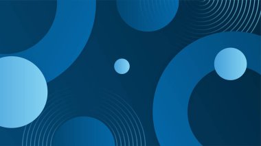 Soyut mavi şekiller arka planda daireler ve modern teknoloji geometrik şablonu oluşturur. Vektör soyut grafik tasarım sancak deseni sunum arkaplan şablonu.