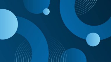 Soyut mavi şekiller arka planda daireler ve modern teknoloji geometrik şablonu oluşturur. Vektör soyut grafik tasarım sancak deseni sunum arkaplan şablonu.