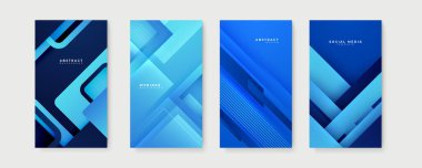 Hikaye sosyal medya şablonu için mavi arka plan. Vektör soyut grafik tasarım sancak deseni sunum arkaplan şablonu.