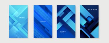 Hikaye sosyal medya şablonu için mavi arka plan. Vektör soyut grafik tasarım sancak deseni sunum arkaplan şablonu.