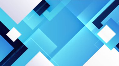 Kareler ve modern teknoloji geometrik desenli soyut mavi arkaplan. Vektör soyut grafik tasarım sancak deseni sunum arkaplan şablonu.