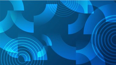 Çember geometrik şekilli soyut koyu mavi arkaplan. Vektör illüstrasyonu