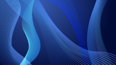 Dalga çizgileri geometrik şekilli soyut koyu mavi arkaplan. Vektör illüstrasyonu