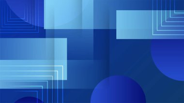 Teknolojik geometrik şekilli soyut koyu mavi arka plan. Vektör illüstrasyonu