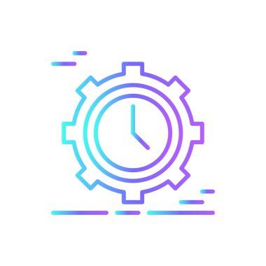 Mavi duoton tarzında Zaman Ayarlama Kriz Yönetimi simgesi. Saat, yönetim, konsept, dişli, süreç, saat, saat. Vektör illüstrasyonu