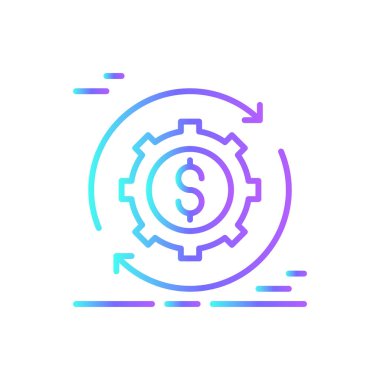 Finansal Yönetim Kriz Yönetimi ikonu mavi duoton tarzında. Yatırım, ödeme, varlık, strateji, kâr, analiz, gelişme. Vektör illüstrasyonu