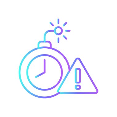 Zaman Bombası Kriz Yönetimi ikonu mavi duoton tarzında. Zaman, saat, dakika, saat, alarm, uyarı, bom. Vektör illüstrasyonu