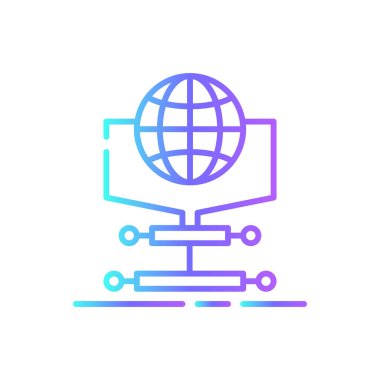 Protokol Bilgi Teknolojisi ikonu mavi duoton tarzında. Koruma, konsept, dişli, geliştirme, arayüz, güvenlik, bakım. Vektör illüstrasyonu
