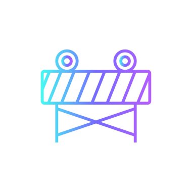 Barrier İnşaat ikonu mavi duoton tarzında. Koruma, güvenlik, yol, kapalı, cadde, inşaat, uyarı. Vektör illüstrasyonu