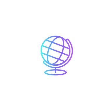 Mavi duoton stili Globe Education ikonu. gezegen, dünya, harita, dünya, küresel, küre, coğrafya. Vektör illüstrasyonu