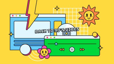 düz tasarım renkli parti facebook kapağı şablonu