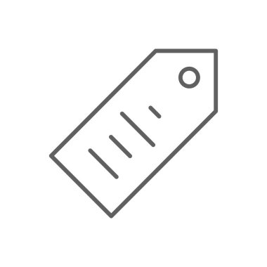 Siyah taslak biçimli etiket alışveriş simgesi. Etiket, etiket, satış, fiyat, indirim, element, kağıt. Vektör illüstrasyonu