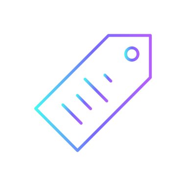 Mavi duoton stili etiket alışveriş simgesi. Etiket, etiket, satış, fiyat, indirim, element, kağıt. Vektör illüstrasyonu