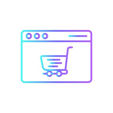 Alışveriş sitesi alışveriş ikonu mavi duoton tarzında. Web sitesi, market, internet, ticaret, market, market, perakende. Vektör illüstrasyonu