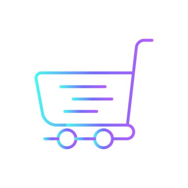 Mavi duoton tarzı bir araba alış verişi ikonu. Ssale, buy, buy, market, e-ticaret, shop, trolleyore. Vektör illüstrasyonu