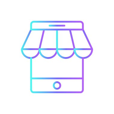 Mobil Alışveriş ikonu mavi duoton tarzında. cep telefonu, iş, e-ticaret, ticaret, alım-satım, pazar, uygulama. Vektör illüstrasyonu