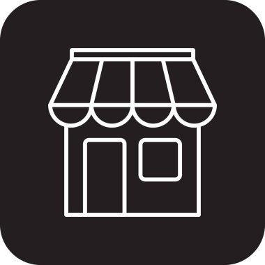 Siyah çizgili bir alışveriş ikonu. Mağaza, market, bina, perakende, süpermarket, butik, merkez. Vektör illüstrasyonu