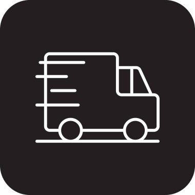 Siyah çizgi tarzında teslimat ikonu. Express, servis, hızlı, kurye, sevkiyat, hız, ulaşım. Vektör illüstrasyonu