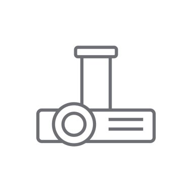 Siyah taslak biçimli Projektör Buluşma simgesi. video, film, sinema, medya, film, kamera, multimedya. Vektör illüstrasyonu