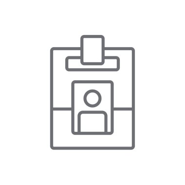 Siyah özet biçimli Kimlik Kartı Buluşma simgesi. İsim, kimlik, geçiş kartı, kişisel, kullanıcı, bilgi, erişim. Vektör illüstrasyonu