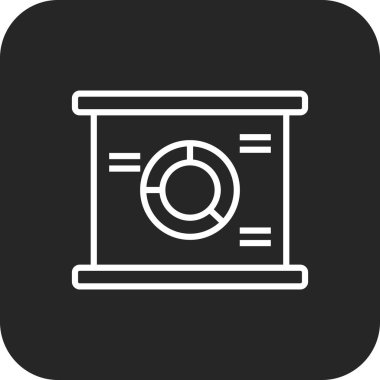 Sunum Kurulu Toplantı simgesi siyah doldurulmuş satır biçiminde. Diyagram, grafik, grafik, resim, analiz, yönetim, finans. Vektör illüstrasyonu