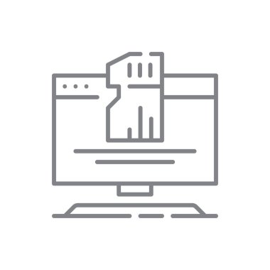 Siyah ana hatlı Grafik Kart Bilgi teknolojisi simgesi. mobil, element, teknoloji, bilgi, medya, arayüz, internet. Vektör illüstrasyonu