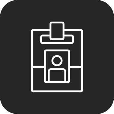 Siyah doldurulmuş satır biçimli Kimlik Kartı Buluşma simgesi. İsim, kimlik, geçiş kartı, kişisel, kullanıcı, bilgi, erişim. Vektör illüstrasyonu