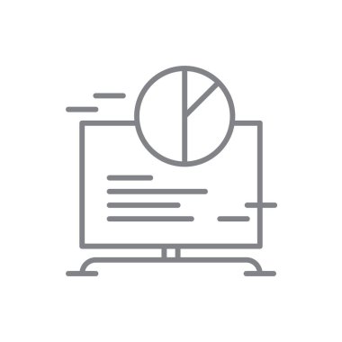 Çevrimiçi Rapor Buluşma simgesi siyah ana hatlı. belge, finans, veri, analiz, kağıt, muhasebe, bilgi. Vektör illüstrasyonu