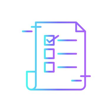 Mavi duotone biçimli Kontrol Listesi Buluşma simgesi. test, belge, form, anlaşma, kontrol işareti, rapor, not. Vektör illüstrasyonu
