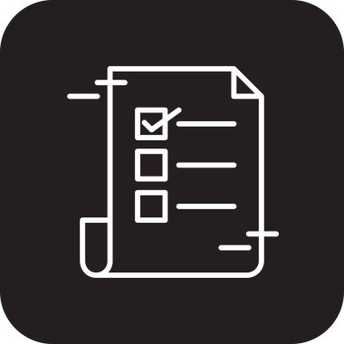 Siyah doldurulmuş satır biçimi ile Kontrol Listesi Buluşma simgesi. test, belge, form, anlaşma, kontrol işareti, rapor, not. Vektör illüstrasyonu