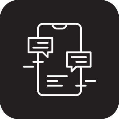 Siyah doldurulmuş çizgi biçiminde Mobil İletişim Buluşma simgesi. İnternet, iletişim, telefon, e-posta, sohbet, teknoloji, sohbet. Vektör illüstrasyonu