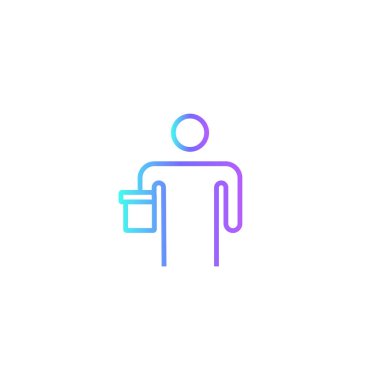 Mavi duoton tarzında konuşan Kişi Kriz Yönetimi ikonu. İnsanlar, sosyal, bilgi, veri, iletişim, iş, insan. Vektör illüstrasyonu