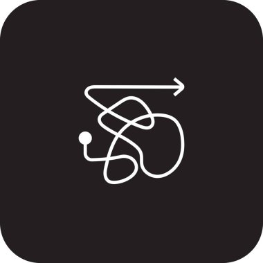 Siyah çizgili Kaos Krizi yönetim simgesi. Soyut, kaotik, dağınık, karalama, kafa karışıklığı, akıl karışıklığı. Vektör illüstrasyonu