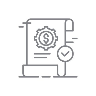 Bütçe Raporu Kriz İdaresi simgesi siyah ana hatlı. finans, hesap, analiz, muhasebe, kağıt, fatura, veri. Vektör illüstrasyonu