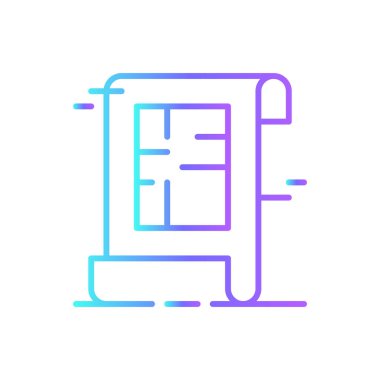 Mimari Kriz yönetimi ikonu mavi duoton tarzında. İnşaat, bina, plan, mimar, proje, mühendis, yapı. Vektör illüstrasyonu