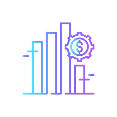 Bar Pazarı Kriz Yönetimi ikonu mavi duoton tarzında. grafik, büyüme, diyagram, finans, veri, rapor, analiz. Vektör illüstrasyonu