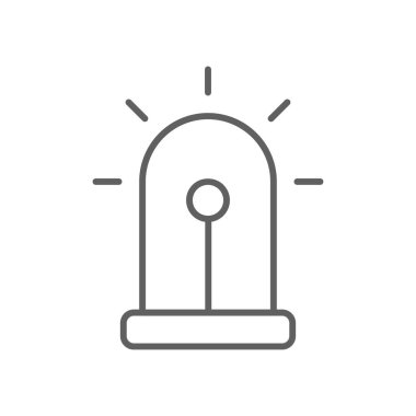 Acil kriz yönetimi simgesi ve siyah taslak tarzı. Ambulans, acil durum, tehlike, güvenlik, ekipman, kurtarma, sinyal. Vektör illüstrasyonu