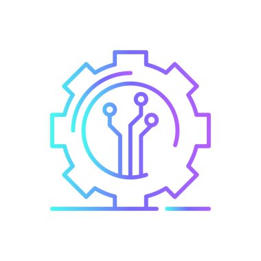 Mavi duoton stili Bilgi Teknolojisi simgesini destekle. Yardım, hizmet, müşteri, asistan, teknoloji, teknik, bakım. Vektör illüstrasyonu