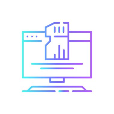 Mavi duoton tarzı grafiksel kart bilgi teknolojisi simgesi. mobil, element, teknoloji, bilgi, medya, arayüz, internet. Vektör illüstrasyonu