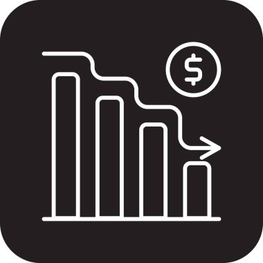 Siyah çizgili Kriz Yönetimi simgesi. Azalma, finans, ok, düşüş, yatırım, düşüş. Vektör illüstrasyonu