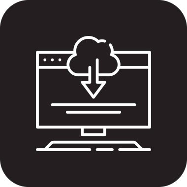 Veri Bilgi teknolojisi simgesini siyah doldurulmuş çizgi biçiminde indir. Bilgi, ağ, sunucu, veritabanı, bilgisayar, depolama, transfer. Vektör illüstrasyonu