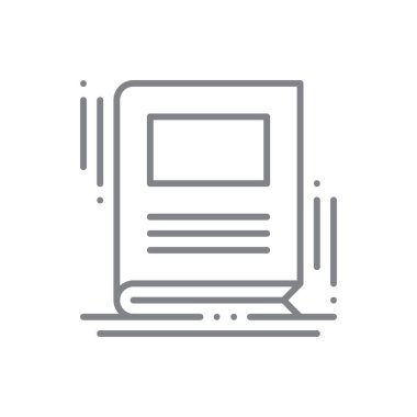 Kitap Eğitim ikonu, siyah ana hatlı. Eğitim, kütüphane, edebiyat, ders kitabı, kağıt, sözlük, bilgi. Vektör illüstrasyonu